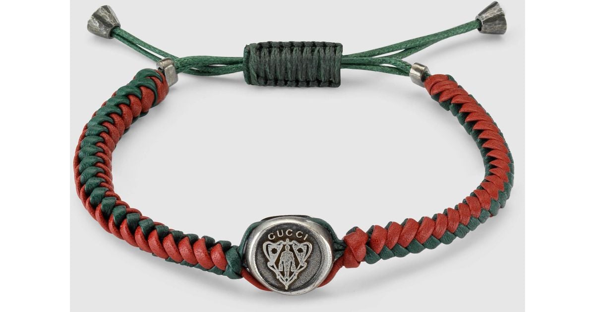 Gucci woven leather bracelet sale